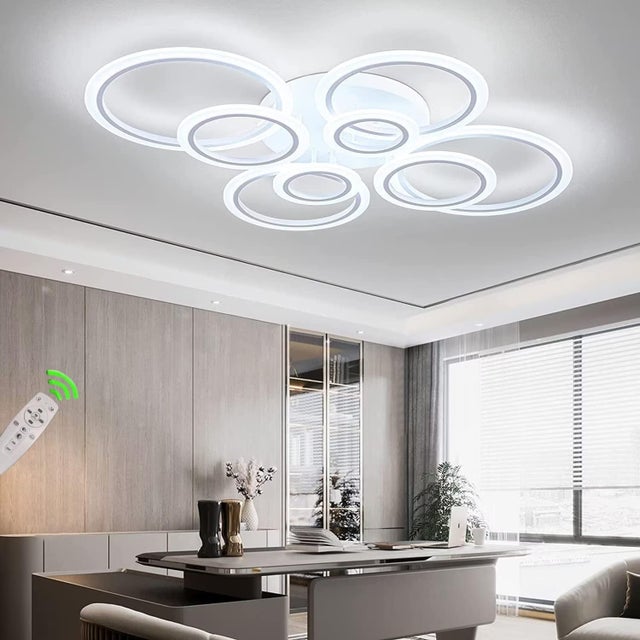 COMELY Plafoniera LED ad anelli 108W bianca dimmerabile con telecomando 3000K-6500K per soggiorno camera sala da pranzo