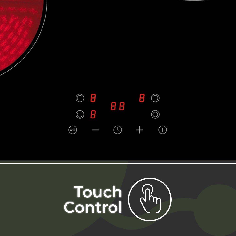 Placa de Vitrocerámica Aspes, AV3602, Potencia máx, 5700 W, 3 Zonas de Cocción, 9 Niveles de Cocción, Control Táctil - 2