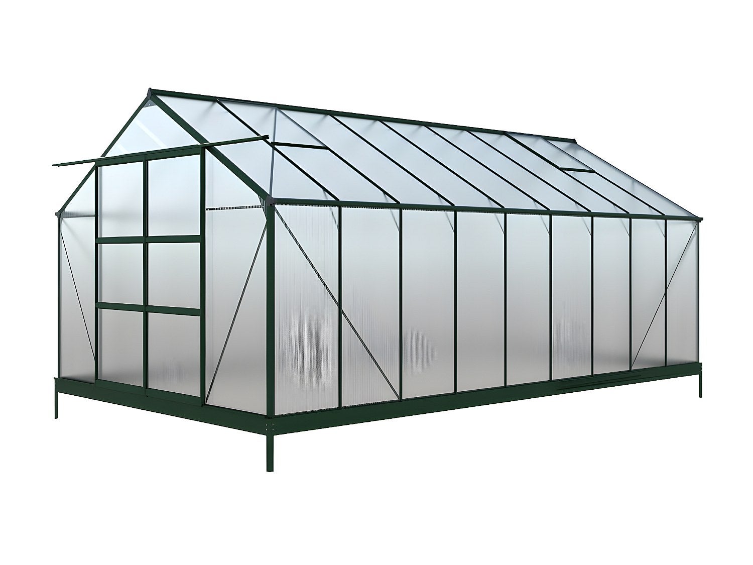 Serre de Jardin en polycarbonate de 16,9 m² avec embase - Vert - IXORA - 3