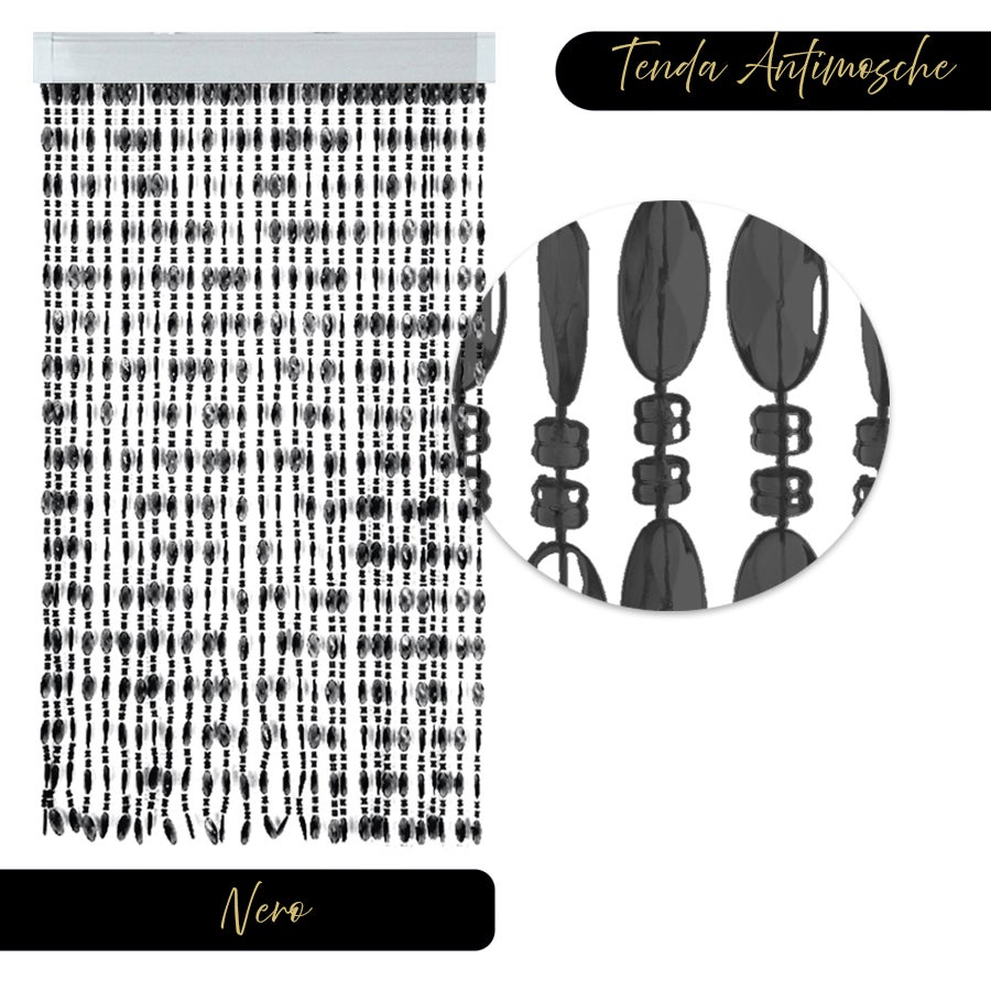 Tenda Antimosche Per Porte E Finestre - A Fili Di Perline, PVC, 100x220 Cm - Foto 6