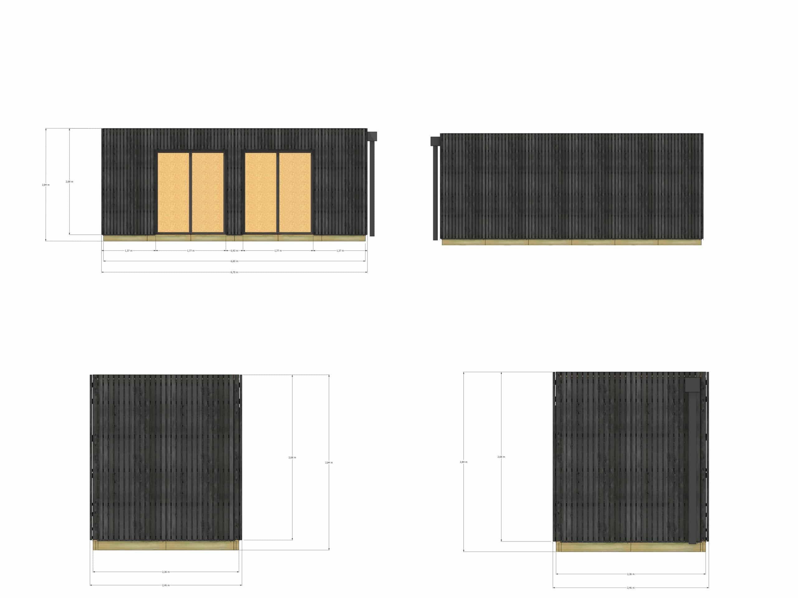 Annexe de jardin bois en bois 6,6 x 2,4 x 2,7 m avec plancher isolé / menuiseries alu k-line - 4