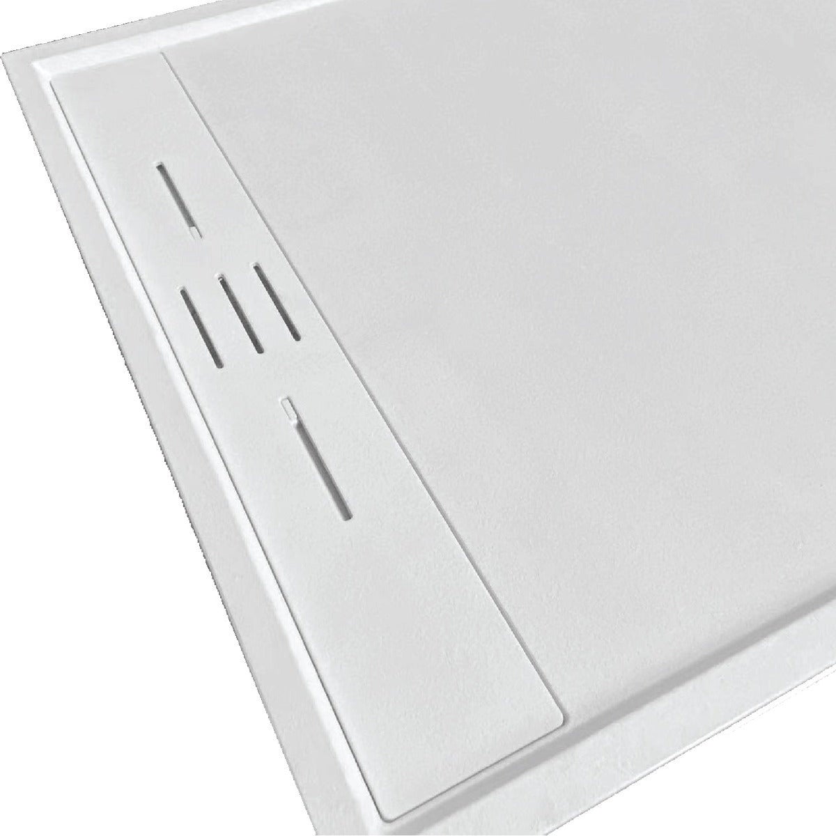 Receveur de douche 80 x 140 cm extra plat SALVI en SoliCast® surface ardoisée blanc - 2