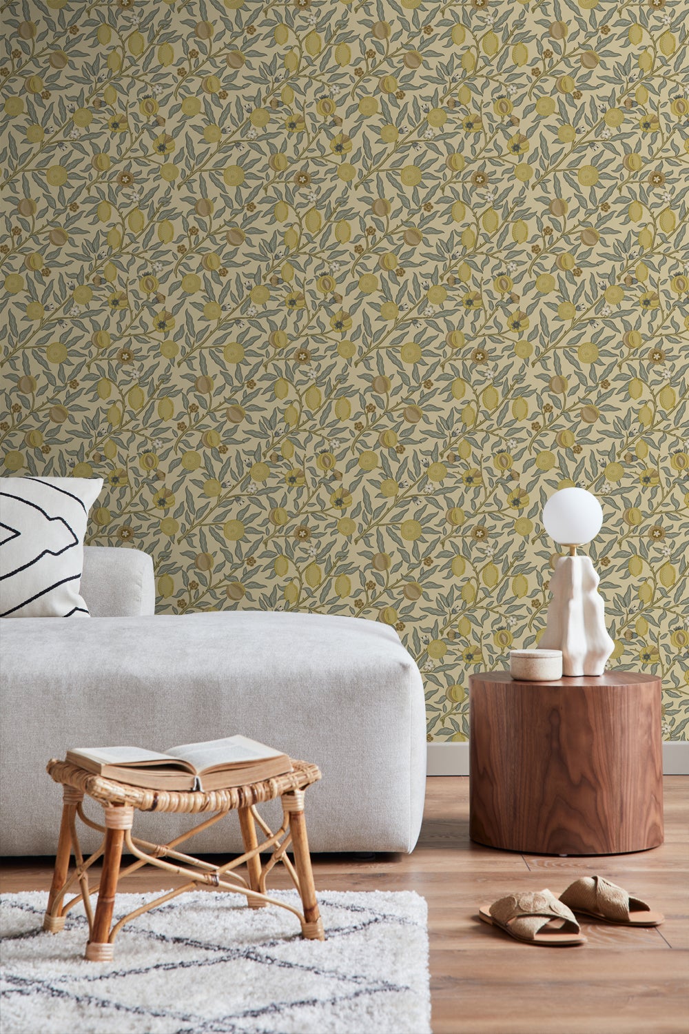 Papier peint des fruits et des feuilles exotiques jaune et vert - 50 x 900 cm - ESTAhome - 6