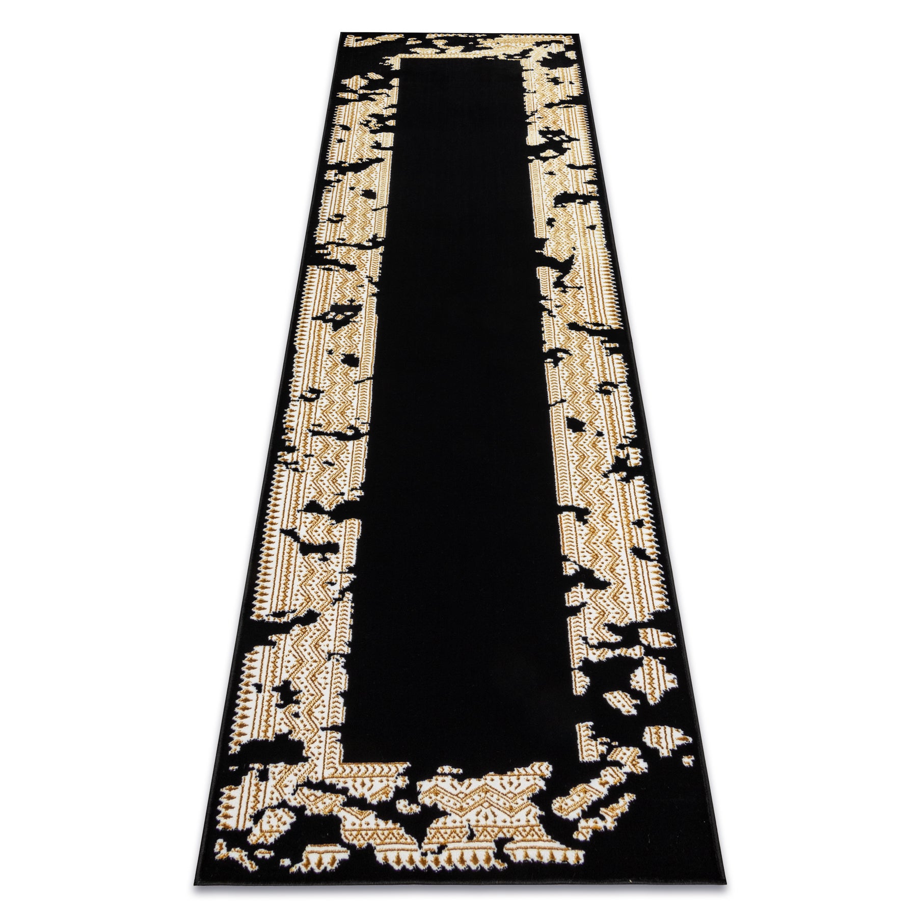 Dywan, chodnik ALLURE 1965 Ramka - Strukturalny, stylowy, glamour czarny / złoty 60x200 cm