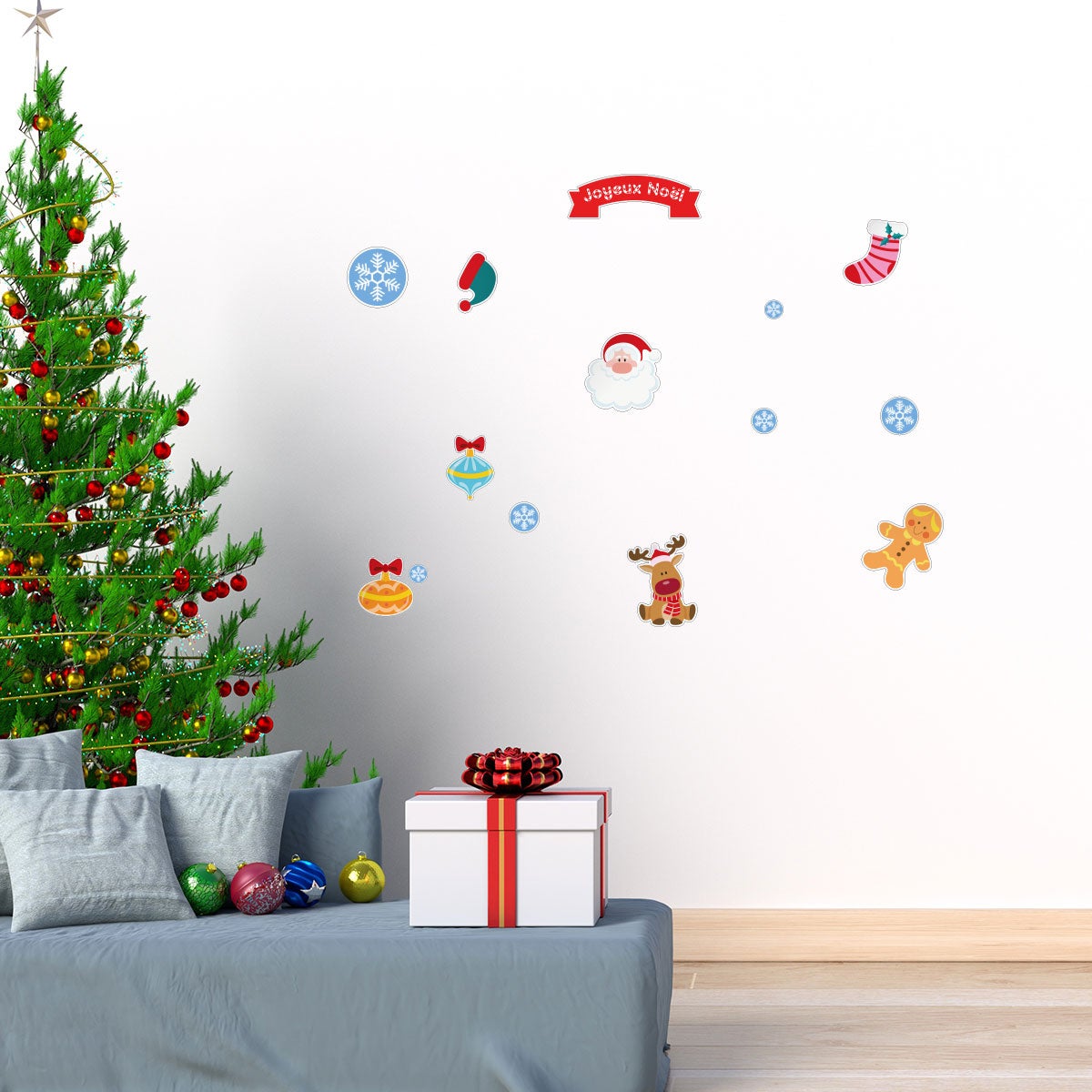 Sticker Noël décorations pour enfants - Autocollants stickers adhésifs noël - décoration fêtes - 60x70cm - 3