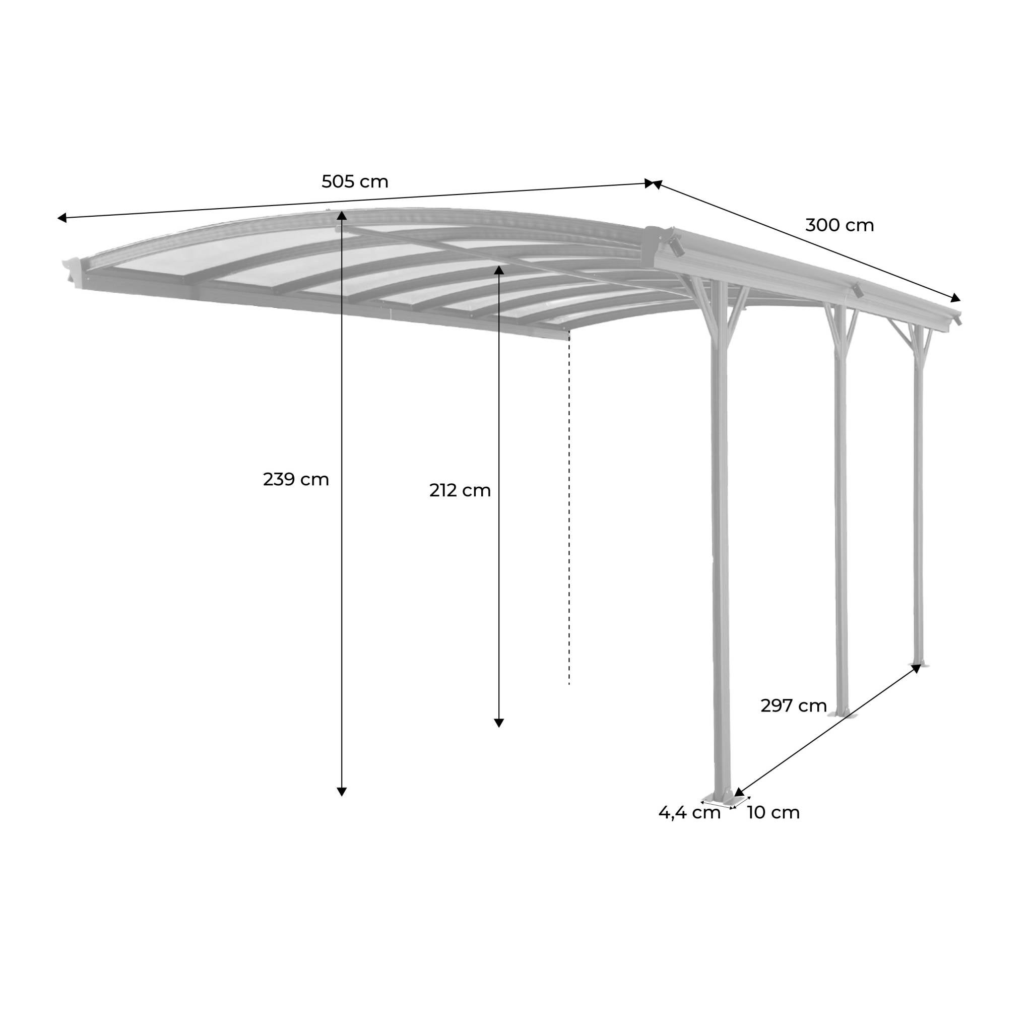 Extension de carport de 15m² en aluminium anthracite et polycarbonate - Extension Le Mans 5x3m - abri de voiture - 4