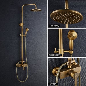 Auralum max Colonne de douche en laiton antique Ensemble de douche rétro cuivre mitigeur mécanique Ensemble de robinet de douche de SDB - EU Modèle Leroy Merlin Les bons plans des petits projets avant l'été