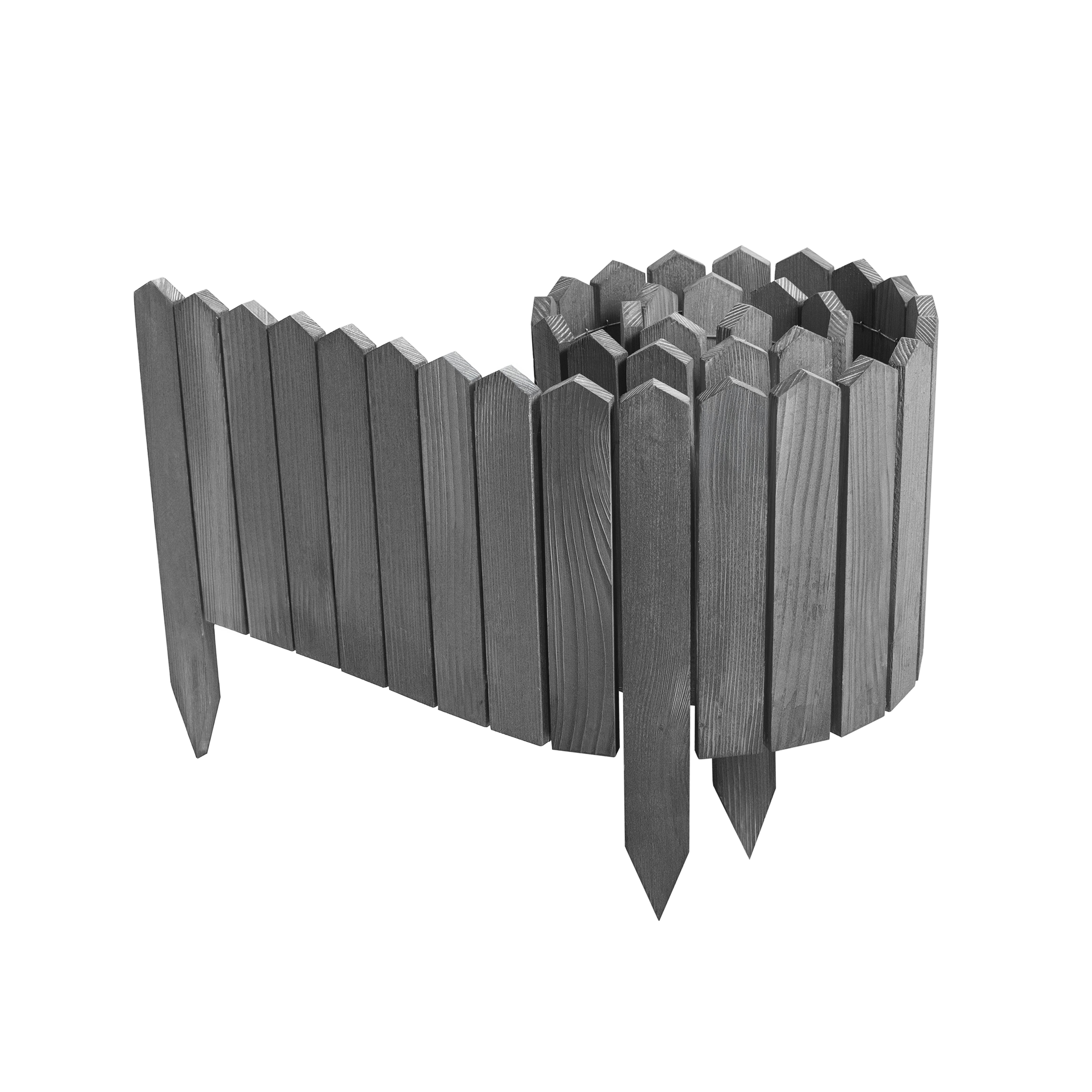 Rollborder lattes en bois | 10 cm de haut et 200 cm de long | Clôture en bois | Clôture parfaite comme bordure de jardin en osier | anthracite - 3