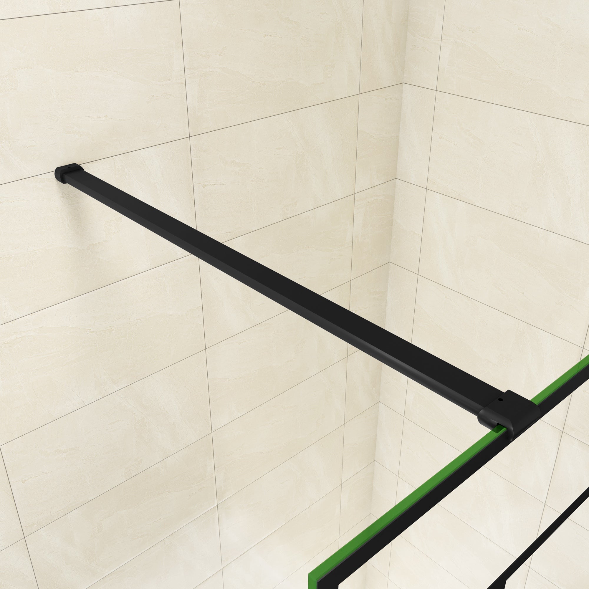 AICA Walkin Mampara Panel de ducha serigrafiada de celosía cuadrada Vidrio Antical 8mm con Barra1 90cm Perfil Negro Mate (88-90)x200cm - 3