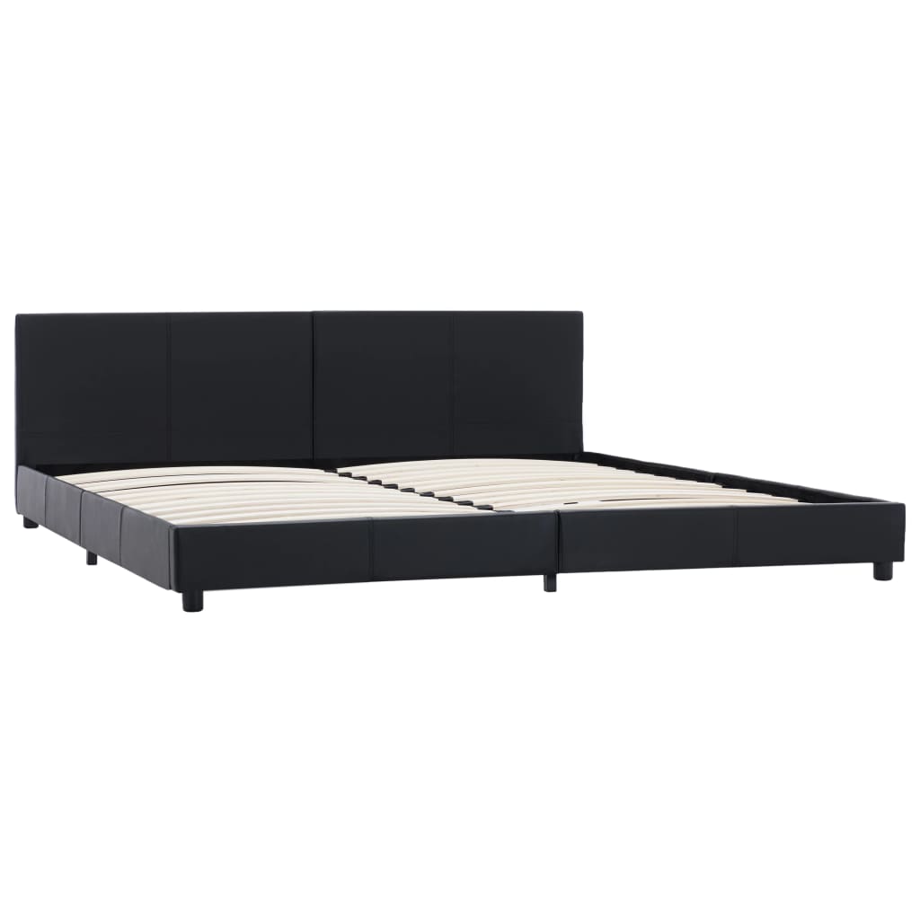 Maison Exclusive - Estrutura de cama 180x200 cm couro artificial preto - 2