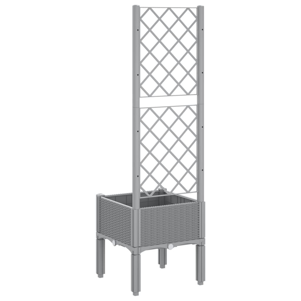 Maison Exclusive - Vaso/floreira jardim c/ treliça 40x40x142 cm PP cinzento-claro - 5