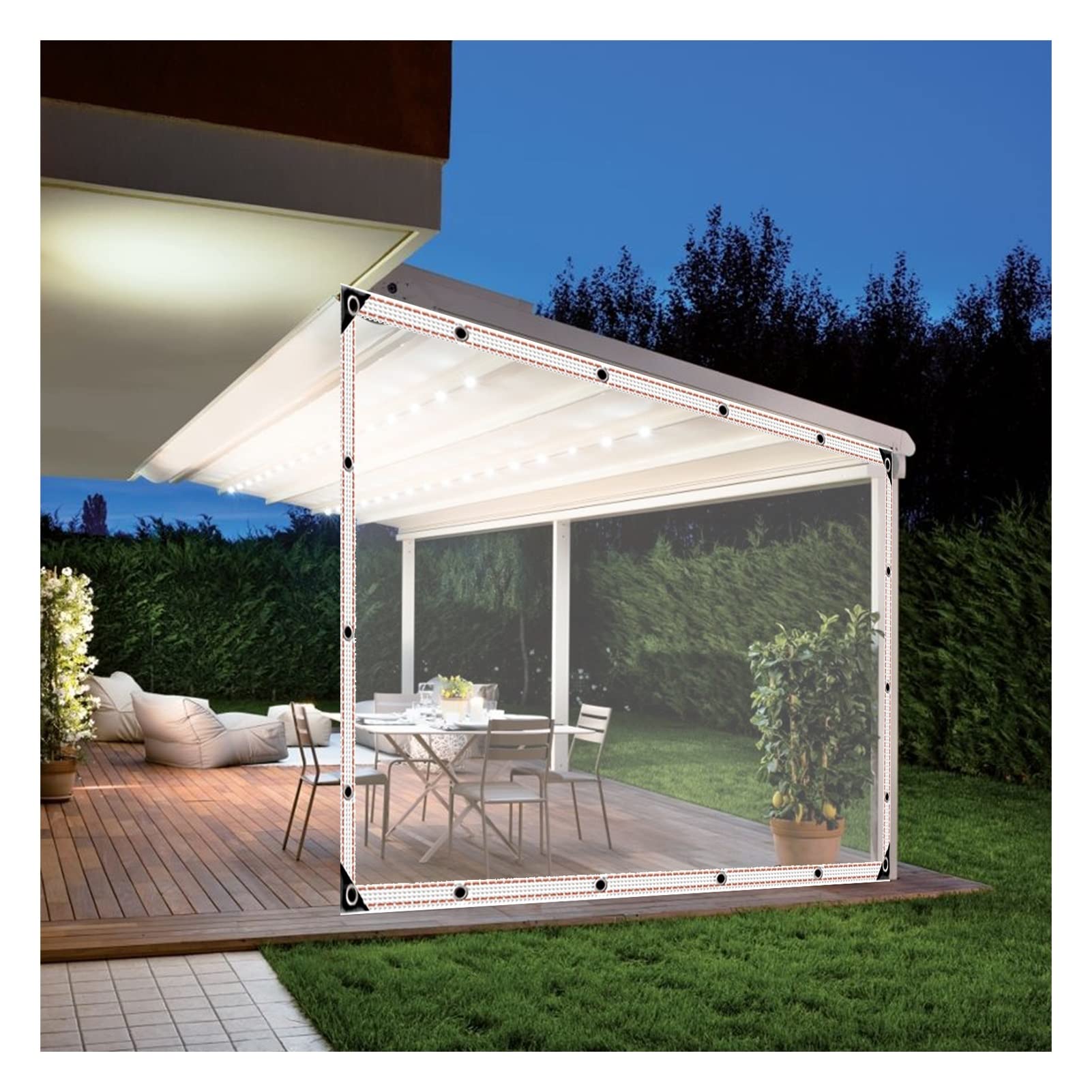 Bâche transparente imperméable polyvalente avec œillets, couverture extérieure résistante à la pluie pour jardin, patio, camping, serre, 2 m x 3 m - 4