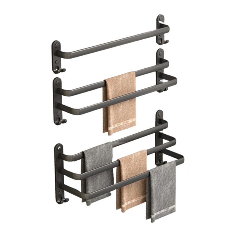 Support Mural pour Serviettes Blanc - Range-Serviettes Suspendu pour Salle de Bain - Sans Perçage - Organisation et Élégance Triple 50cm - 4