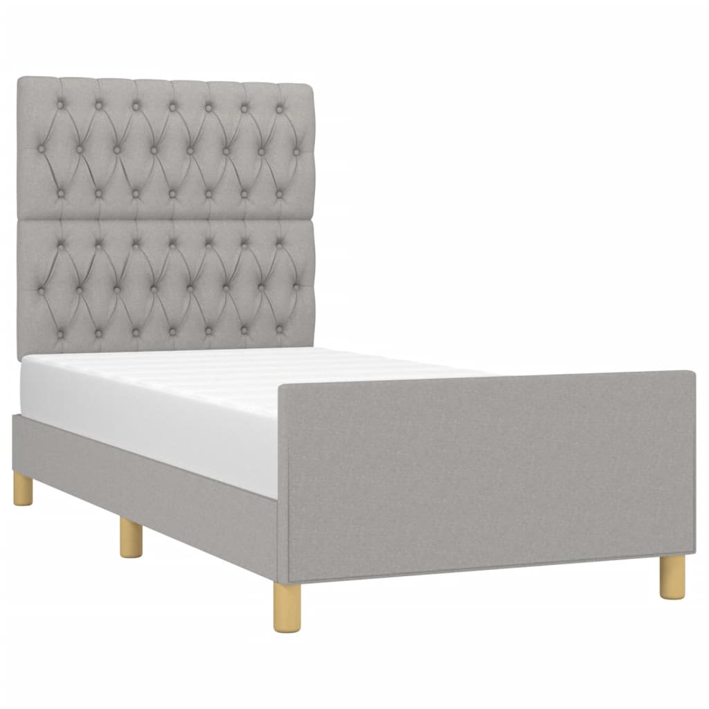 Cadre de lit sans matelas gris clair 100 x 200 cm tissu - 3