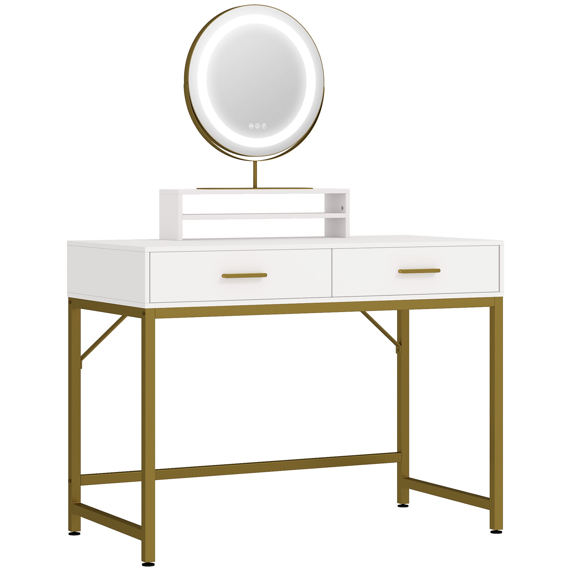 Coiffeuse Avec Miroir Et éclairage LED Réglable - 7 Tiroirs, Multiprise, Rangement Bijoux | Dimensions 40x108x149 Cm, Blanc - 11