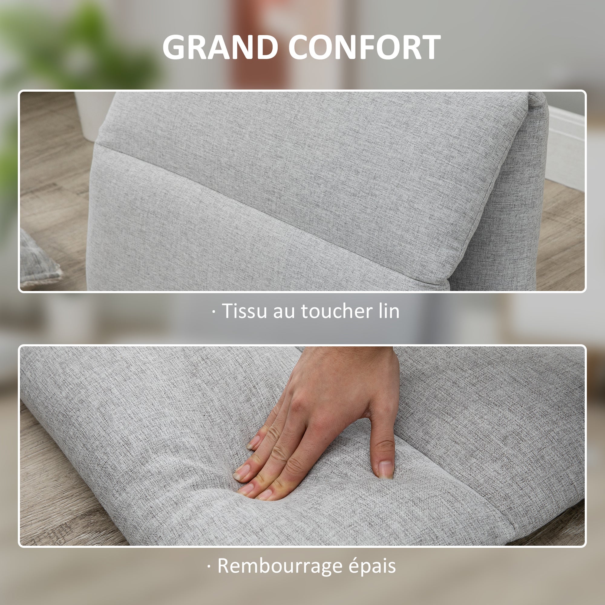 Chauffeuse de sol tissu gris HOMCOM 1 place - 6