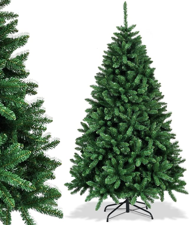 Arbre de Noël Artificiel 225CM à Charnière avec 2254 Branches en PVC & Support Métallique Pliable