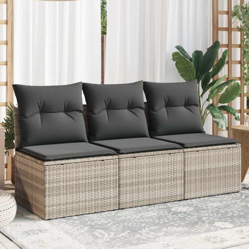 Sofa ogrodowa z poduszkami, 3-osobowa, jasnoszara, polirattan vidaXL