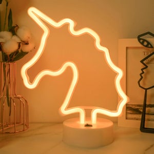 Lumière NEON LED, lampe décorative USB à piles, licorne