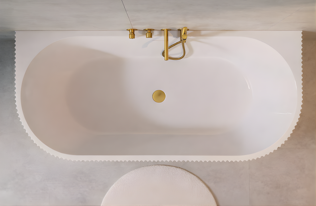 Baignoire îlot avec vidage – 160 x 75 cm – Blanc brillant rainuré – BELLA - 5