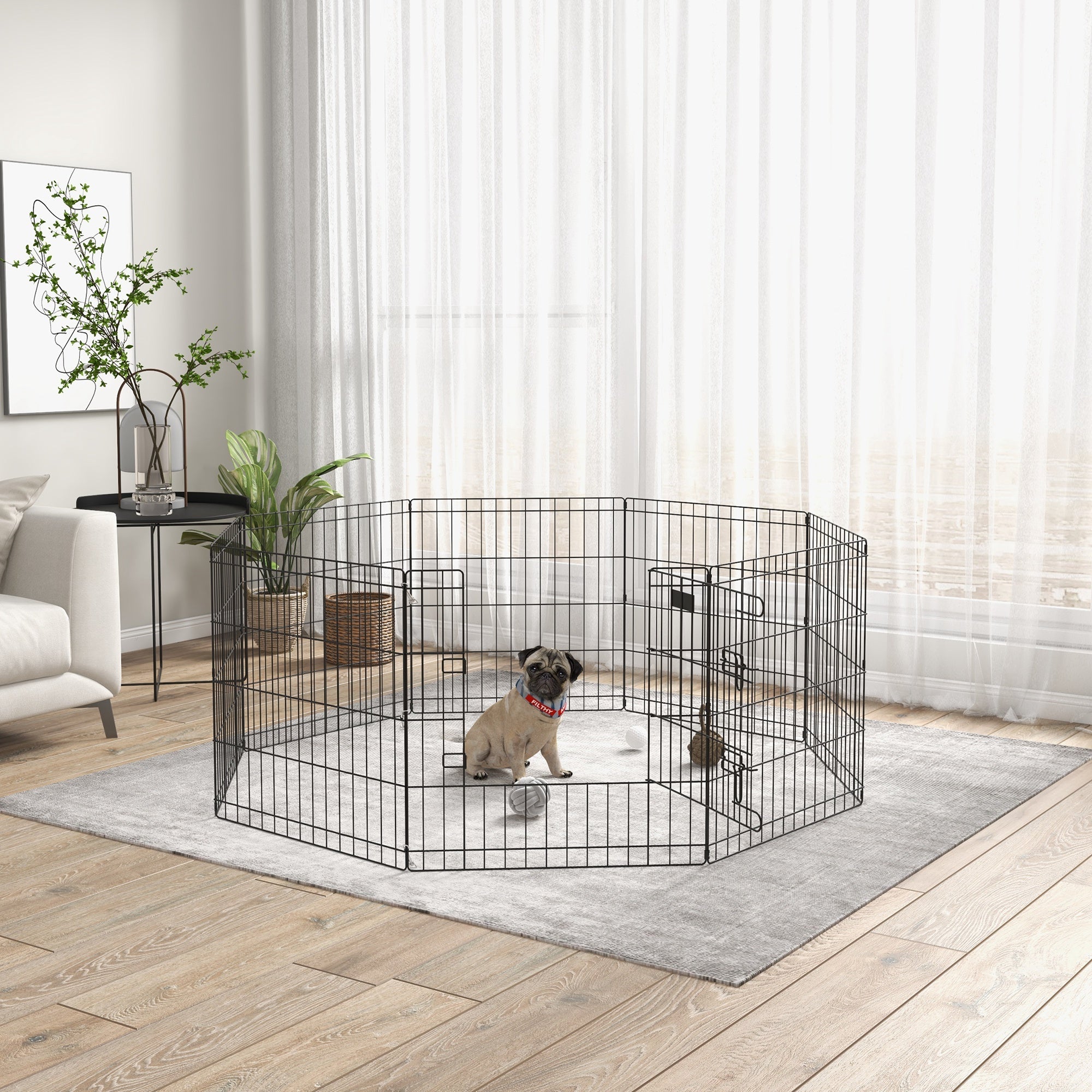 Parc enclos modulable pour chien animaux porte métal noir - 5