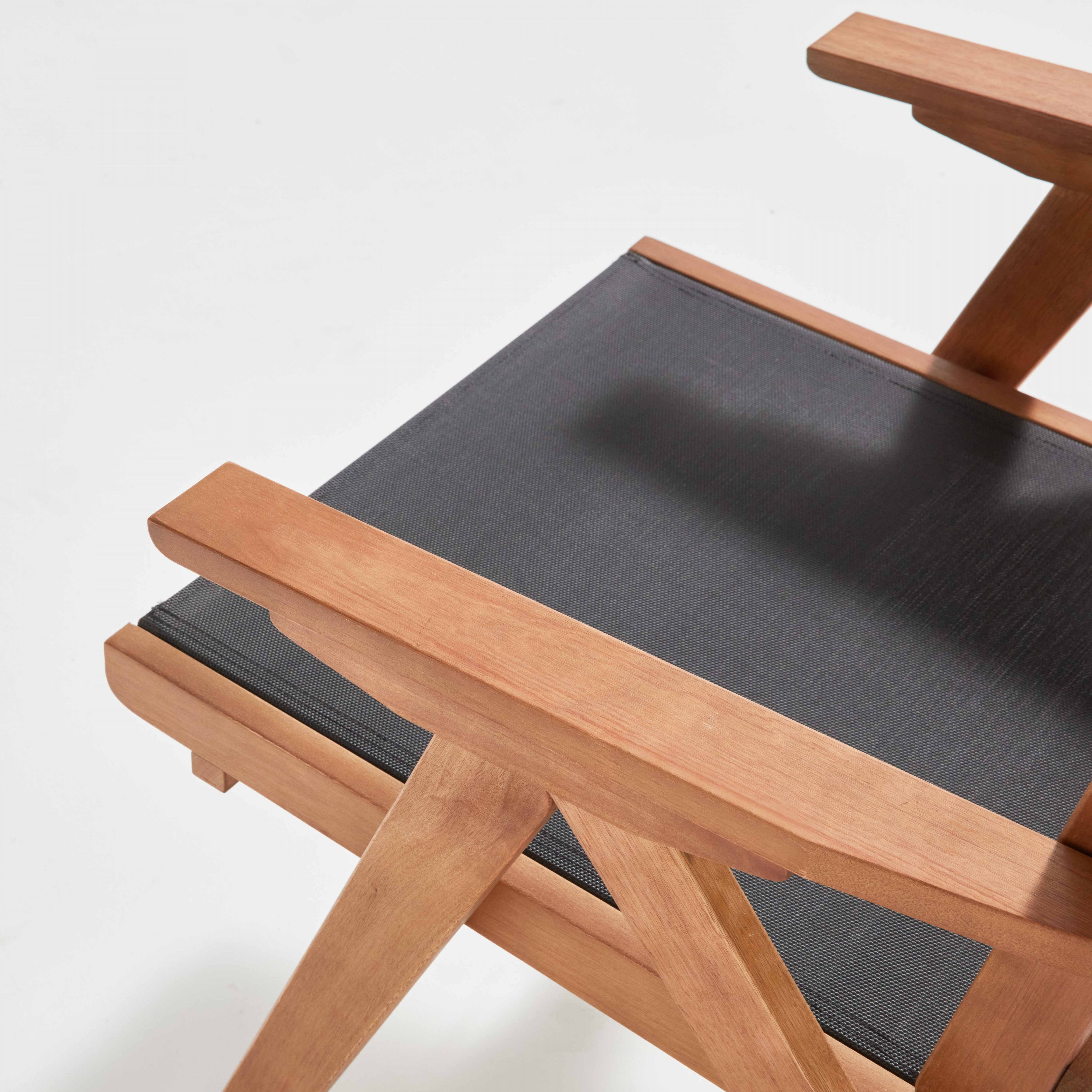 Fauteuil relax en bois d'eucalyptus avec repose-pieds gris - 8