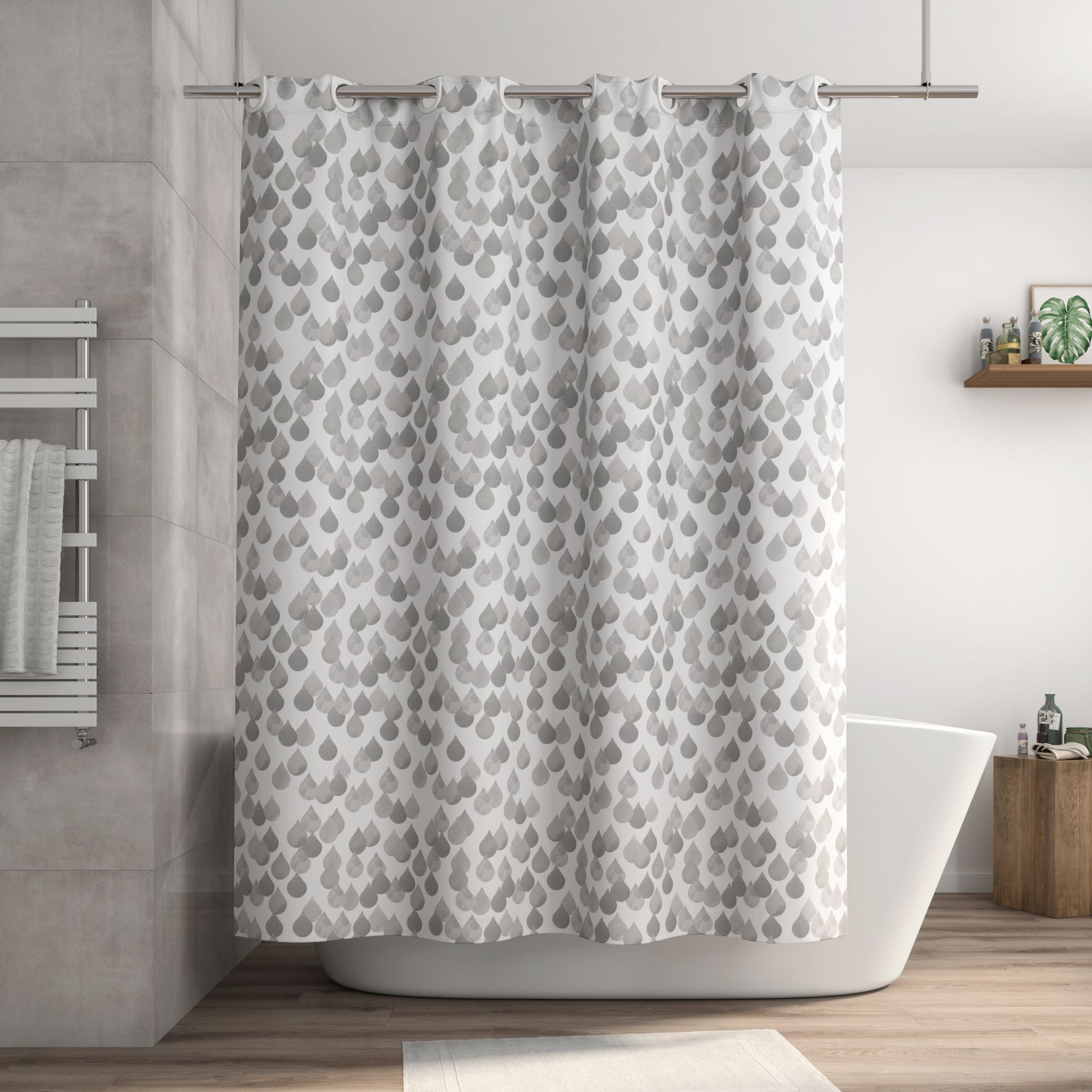 SENSEA - Rideau de douche en PEVA - Gris et blanc - 180 x 200 cm - Easy - 4