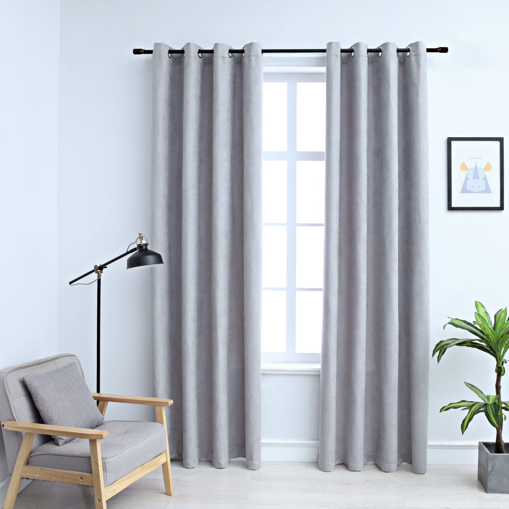 Maison exclusive - cortinas opacas con anillas de metal 2 piezas gris 140x245 cm
