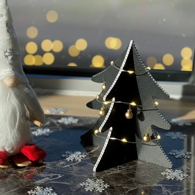 Sapin de noël décoratif en aluminium, décoration fête de fin d'année, montage facile, 149mm, noir sablé - ALUHOME