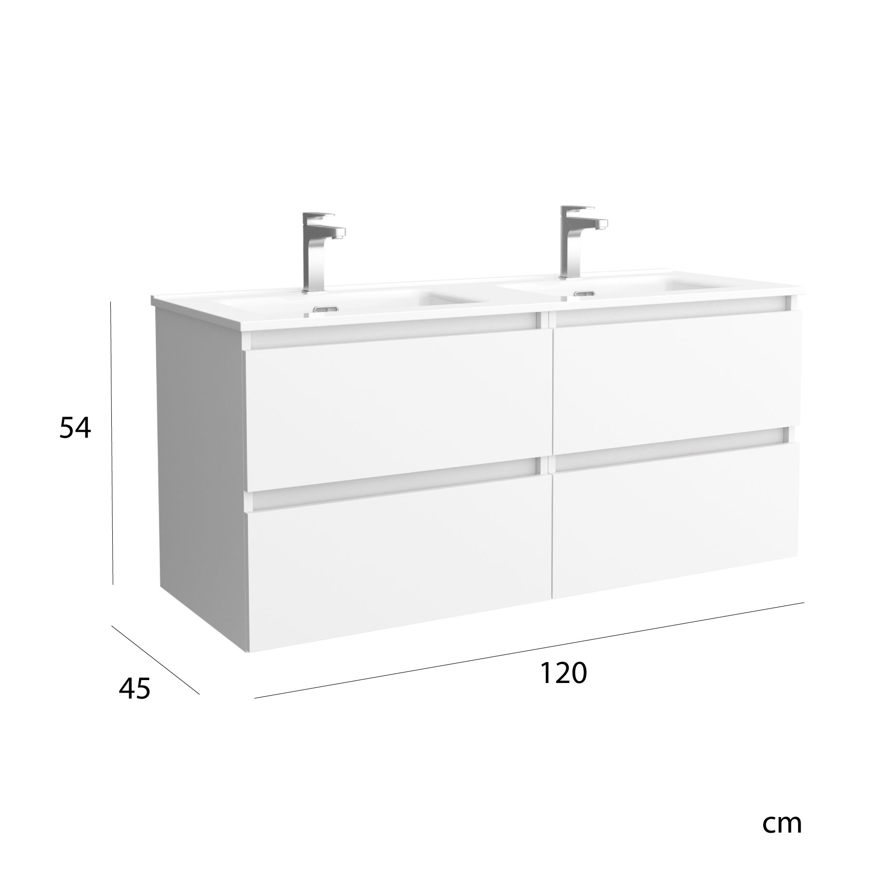 Meuble de salle de bain BEQUIA 120cm Blanc mat | Vasque Porcelaine - 5