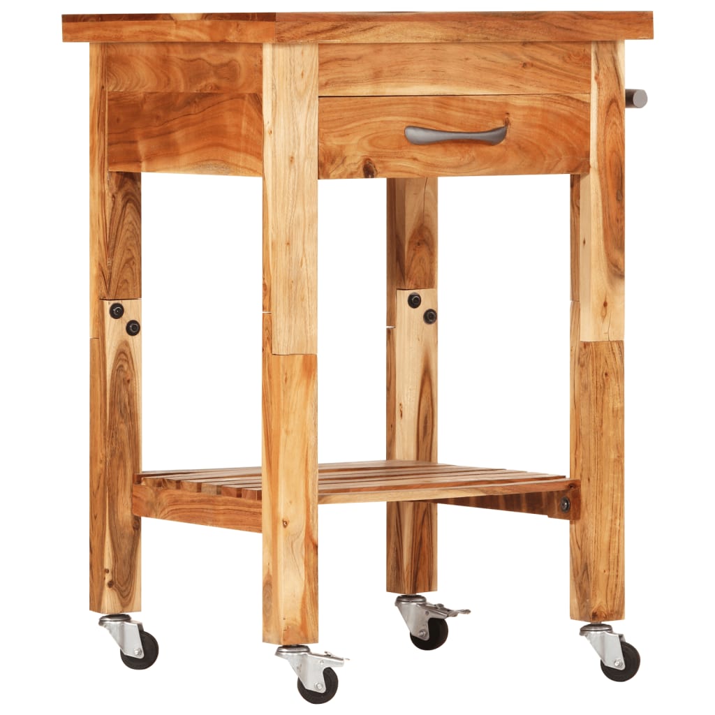 Chariot de cuisine 55x55x89 cm bois massif d'acacia vidaXL - 2