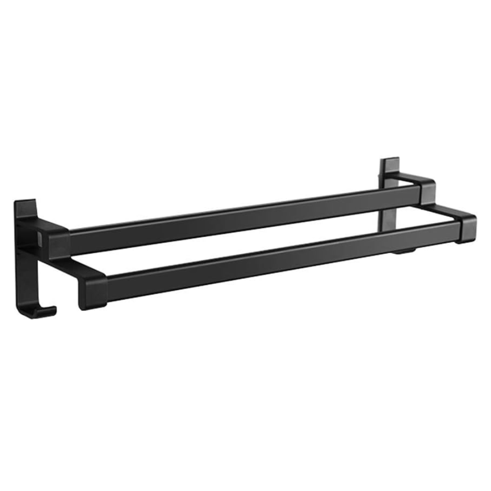 Wieszak na ręczniki łazienkowe, kompletny z dwoma drążkami i dwoma haczykami, 50 cm, czarny.