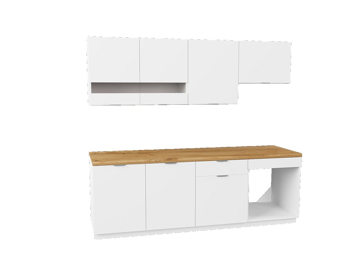 Cuisine complète - Avec plan de travail 200 cm - Blanc et Naturel - CARMEO - 4