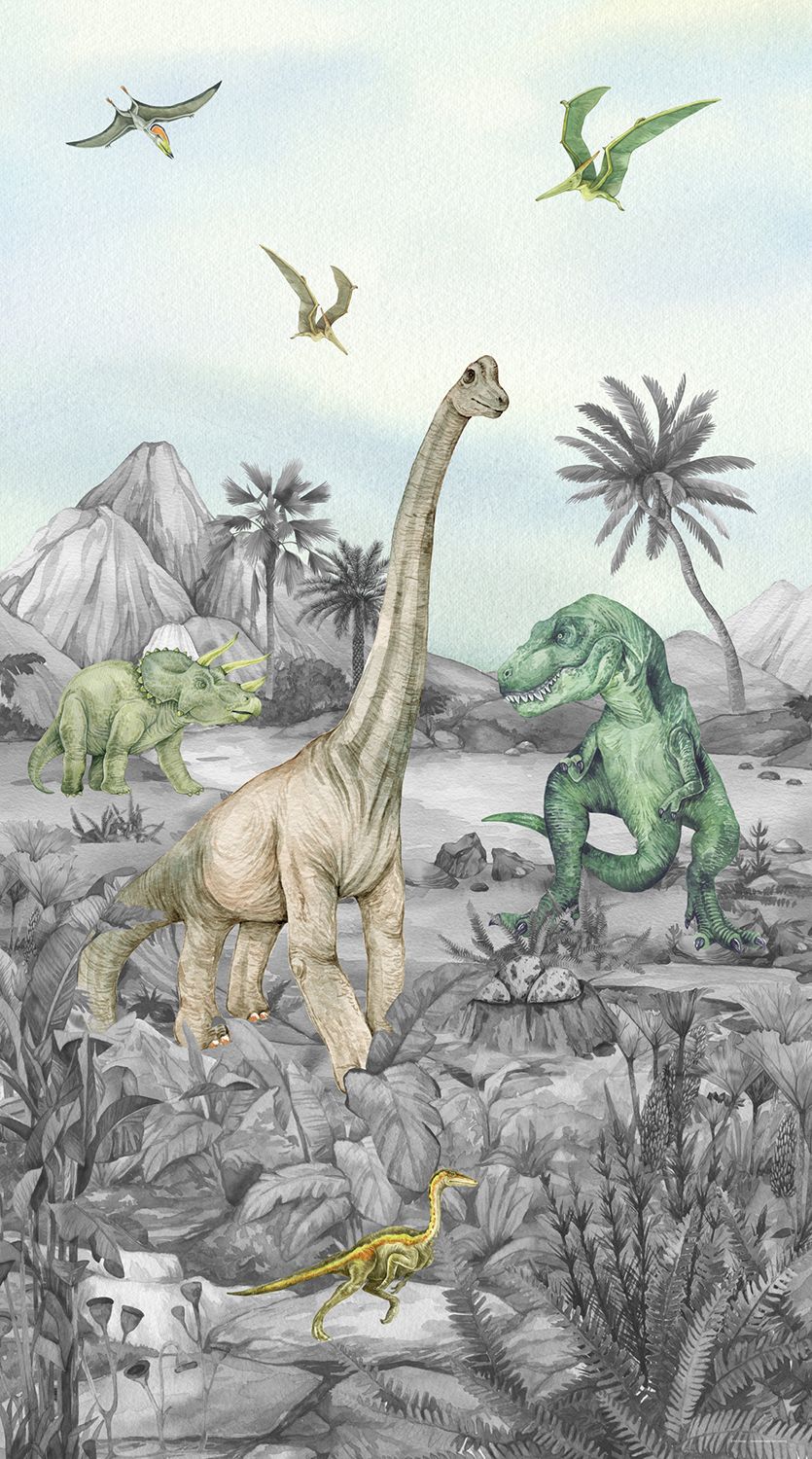 Fotomural dinosaurios verde - 1,5 x 2,7 m - sanders & sanders