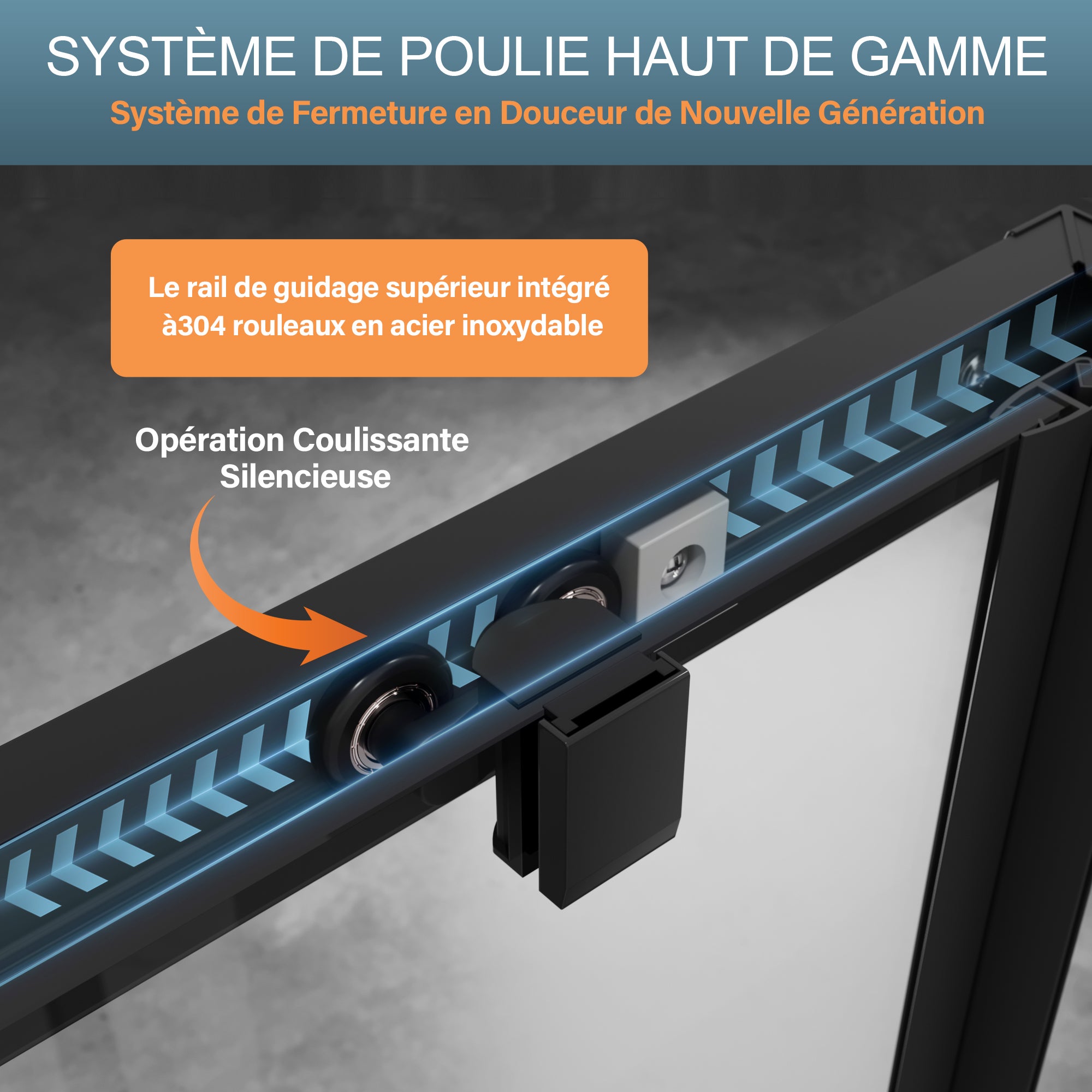 SIRHONA Cabine de douche avec Coulissante à Double Ouverture - Verre Trempé de 5mm - Noir 76x76x195cm - 6