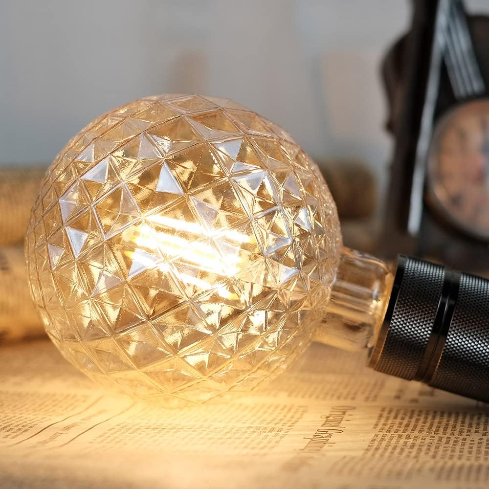 Ampoules LED Vintage 4W Blanc Chaud 2700Kelvin Big Globe Cristal Ampoule LED 220/240V Edison Vis E27 Base Spécialité Ampoule Décorative G125 (Crystal) - 5