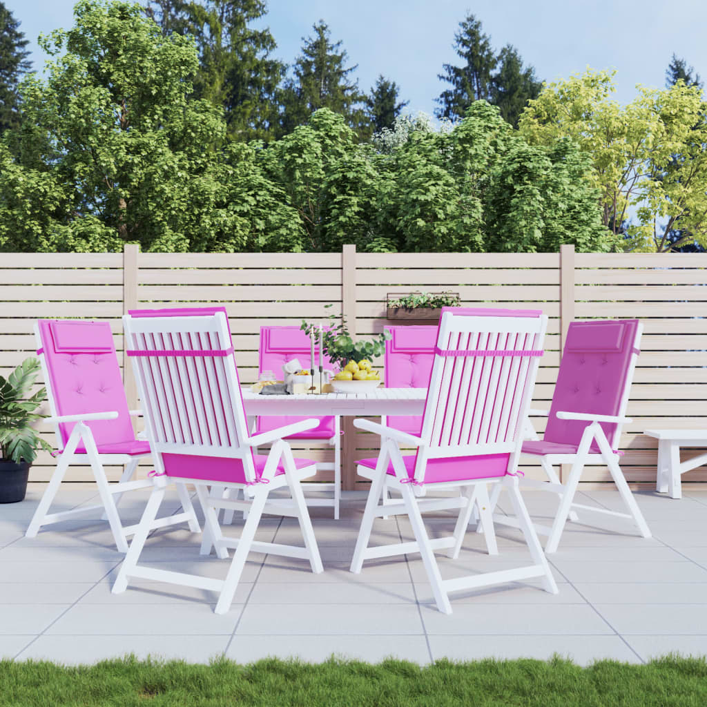 Poduszki na krzesła z wysokim oparciem, 6 szt., różowe, tkanina vidaXL