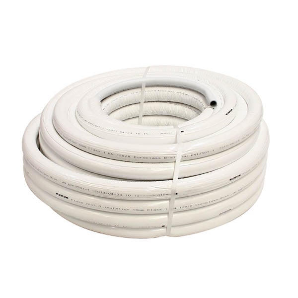 Tube multicouche Fluxo pré-isolé 10mm blanc Ø26, en couronne de 50m, NICOLL