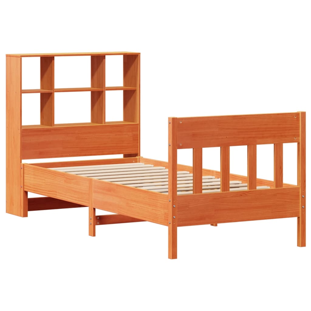 Cama de adulto | Cama de solteiro | Cama sem colchão 75x190 cm madeira de pinho maciça castanho-mel CFW314009 - 3