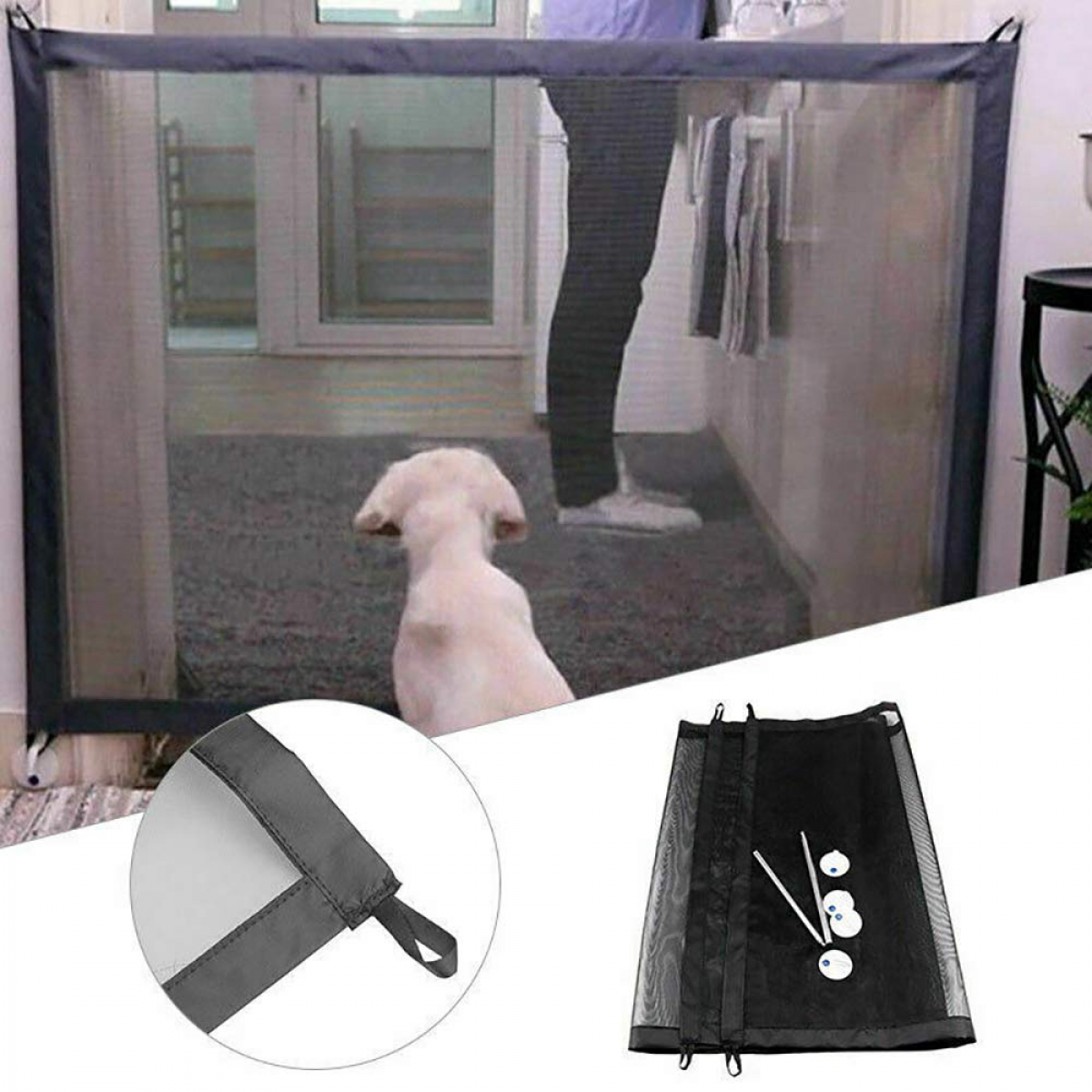 Barreira de segurança para animais de estimação, barreira de segurança para bebés, barreira isolante, barreira de escada dobrável – 180 x 72 cm - 6