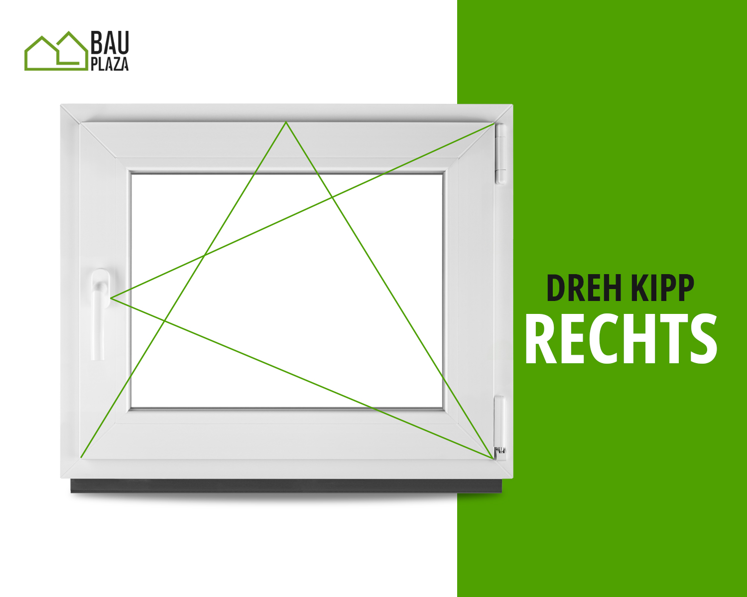 ‎BauPLAZA - Ventana PVC ANCHO x ALTO 800 x 600 mm 80 x 60 cm Derecha BLANCA Vidrio Transparente - doble cristal OSCILOBATIENTE - 3