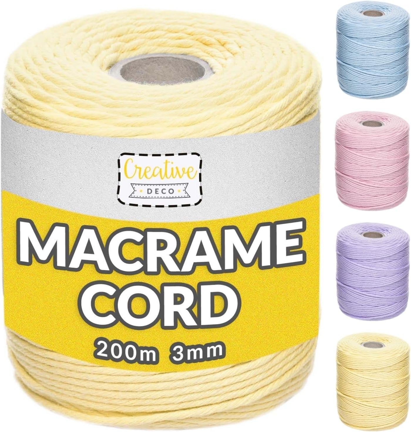 Corde Macramé Creative Deco 3mm X 200m - Rose Pastel - Coton/Polyester - Pour DIY, Déco