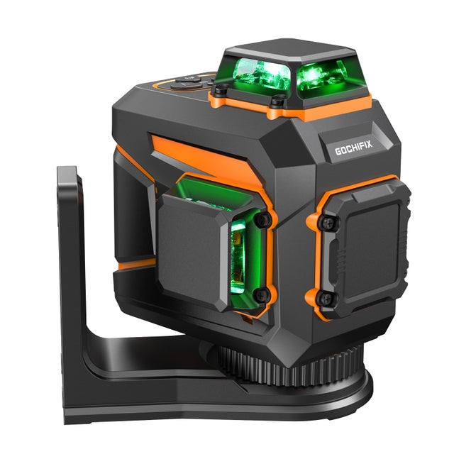 Livella laser verde 2x360°, laser autolivellante, laser da cantiere IP54 + batteria da 4000 mAh + supporto