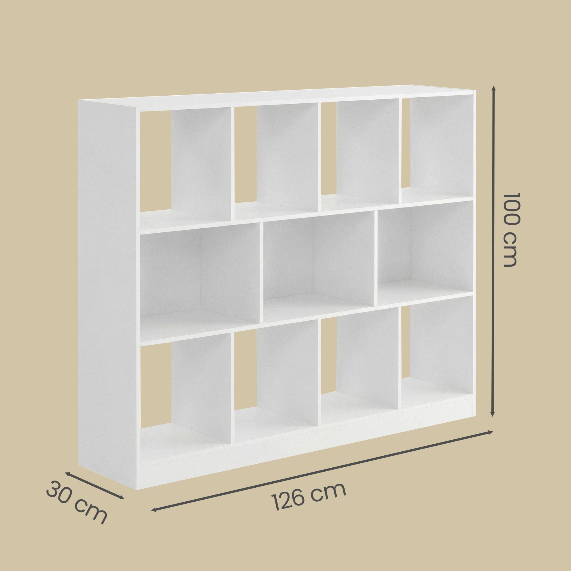 Meuble de Rangement, Étagère, 11 Compartiments Ouverts, 30,1 x 126,1 x 100,1 cm, Blanc - 5