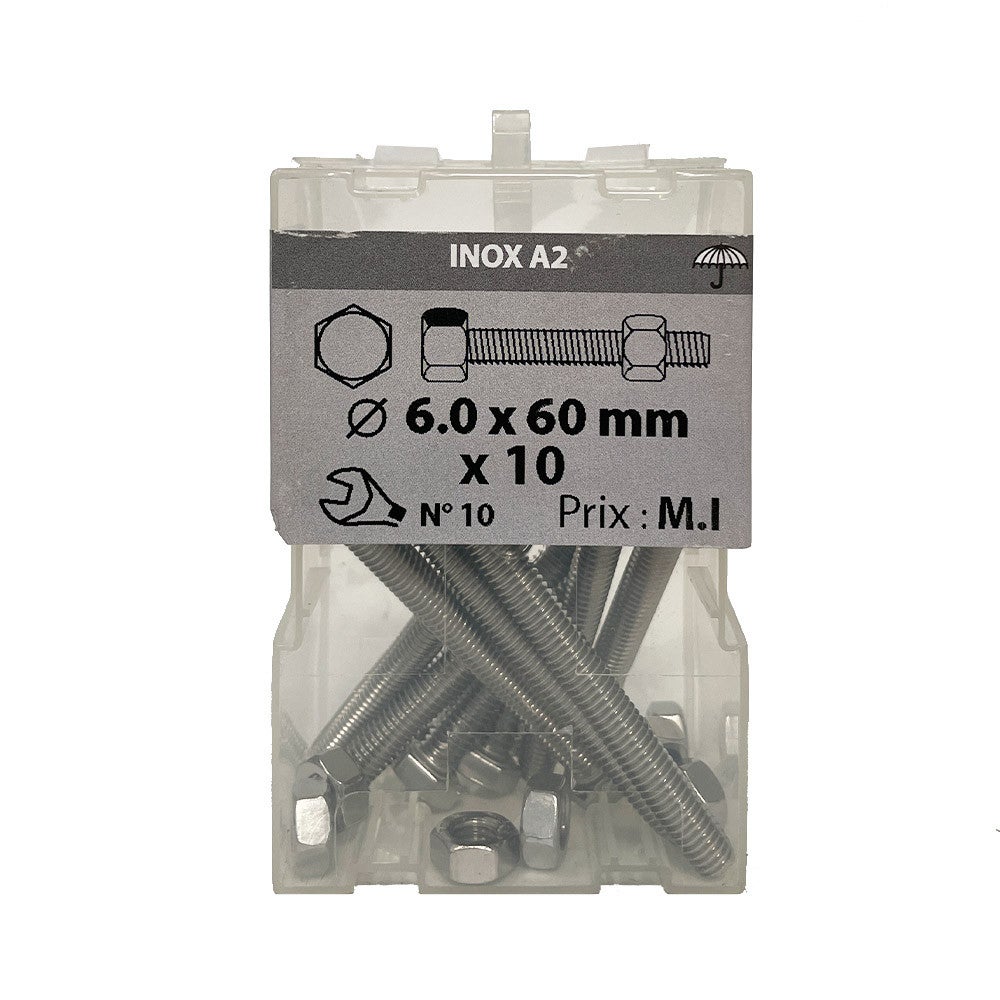 Ecrou Hexagonal HU M14 Pas fin Pas de 150 Inox A2