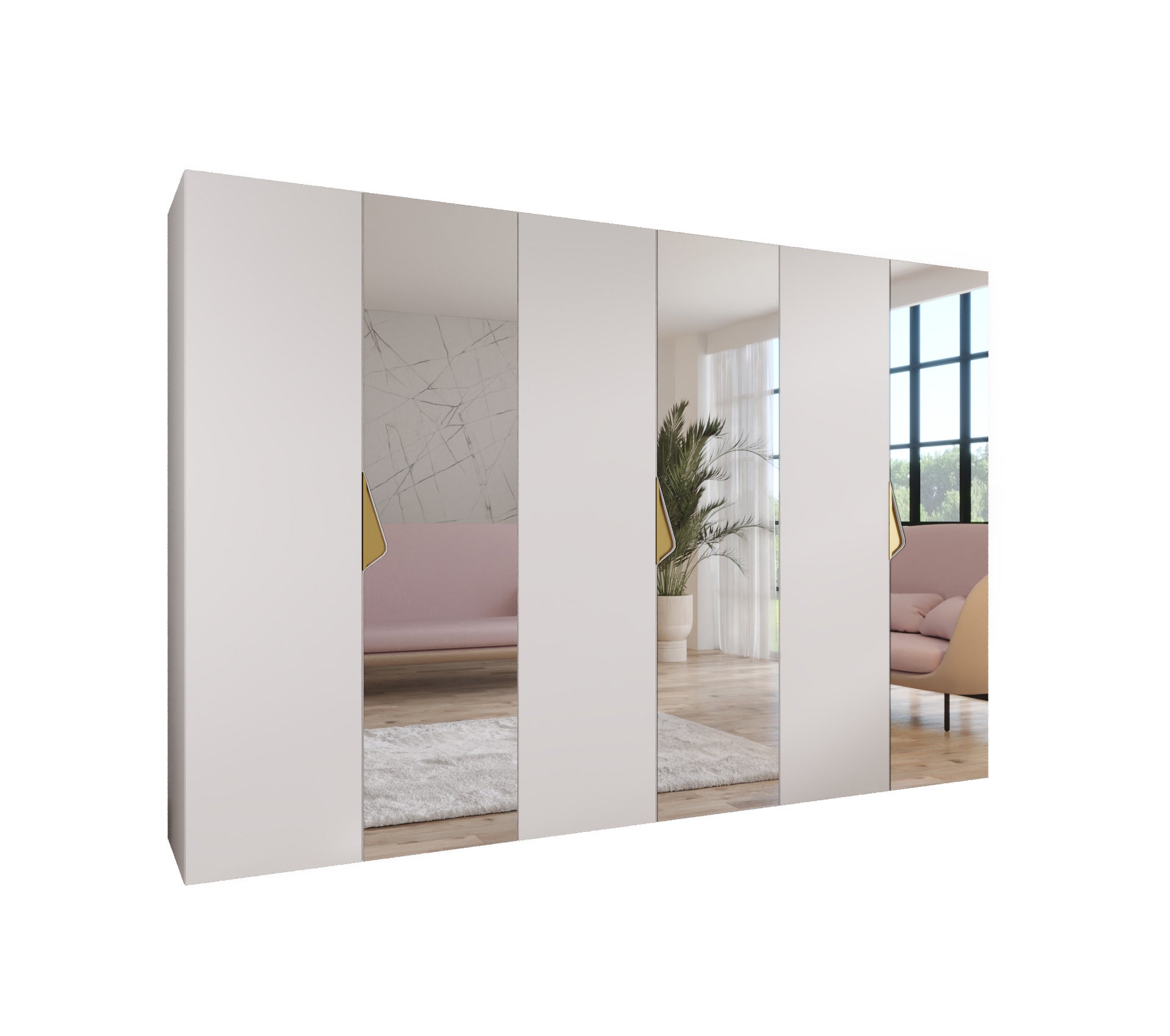 Szafa uchylna otwierana Sandi 2 300 (100x3) x 52 x 202 cm biały + u. złoty