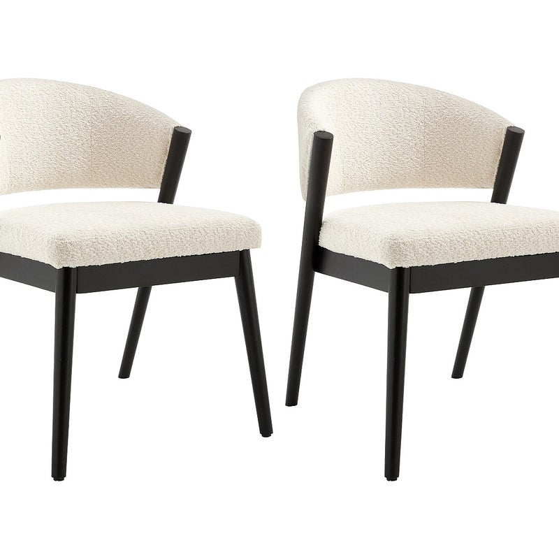 Zestaw 2 krzeseł z tkaniny bukle i czarnego drewna kauczukowego - Białe - ZELVYN