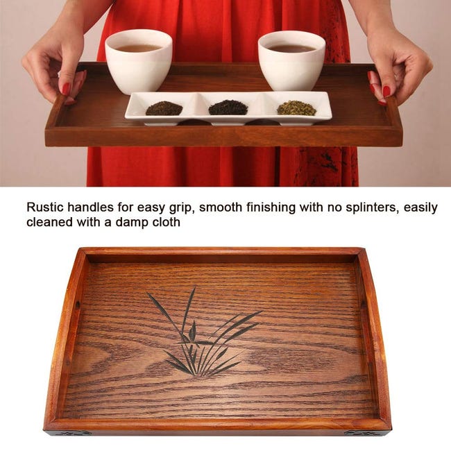 Plateau à Thé En Noyer Massif - Style Chinois Zen - 26 X 15 X 2 Cm - Forme Irrégulière Artistique - Pour Infusion De Thé Sec