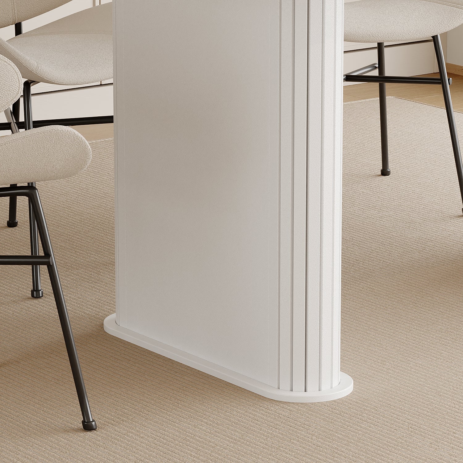 Table à Manger- Table de Cuisine avec 2 Pieds Robuste en forme de Colonne,160 x 74 x 80cm, Blanc - 6