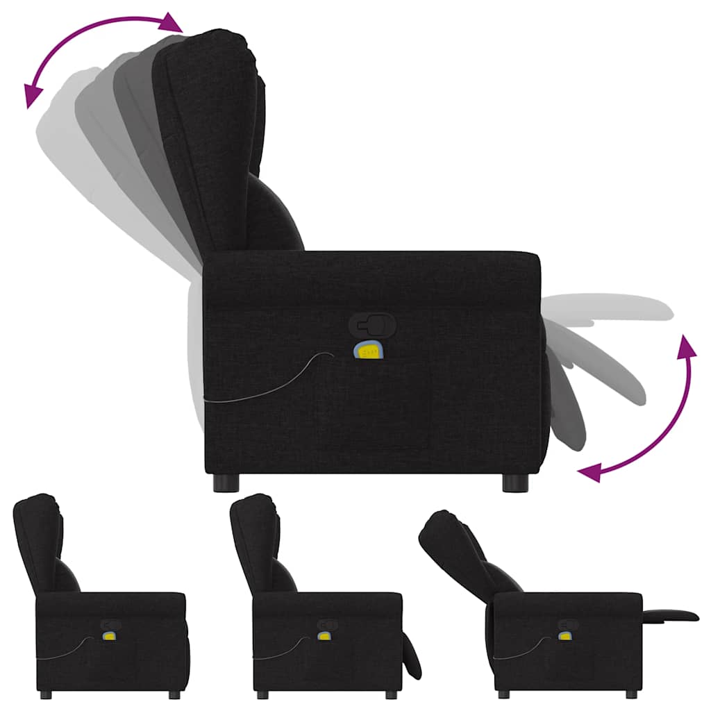 Fauteuil de massage | Fauteuil de relaxation | Chaise de relaxation inclinable Noir Tissu CFW300299 - 6